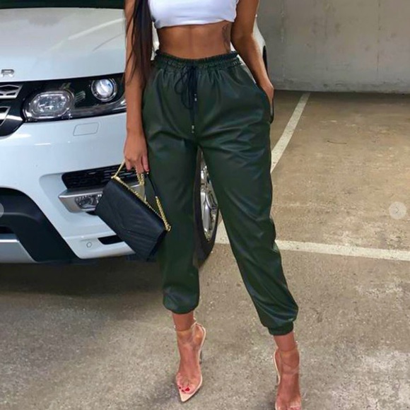 Pants - 💚Emerald Green Leather Joggers💚